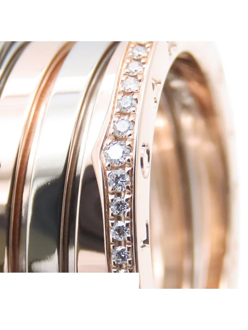 Bvlgari Ring White Gold Pink Diamond B.Zero1 Band No 59 Manufactur